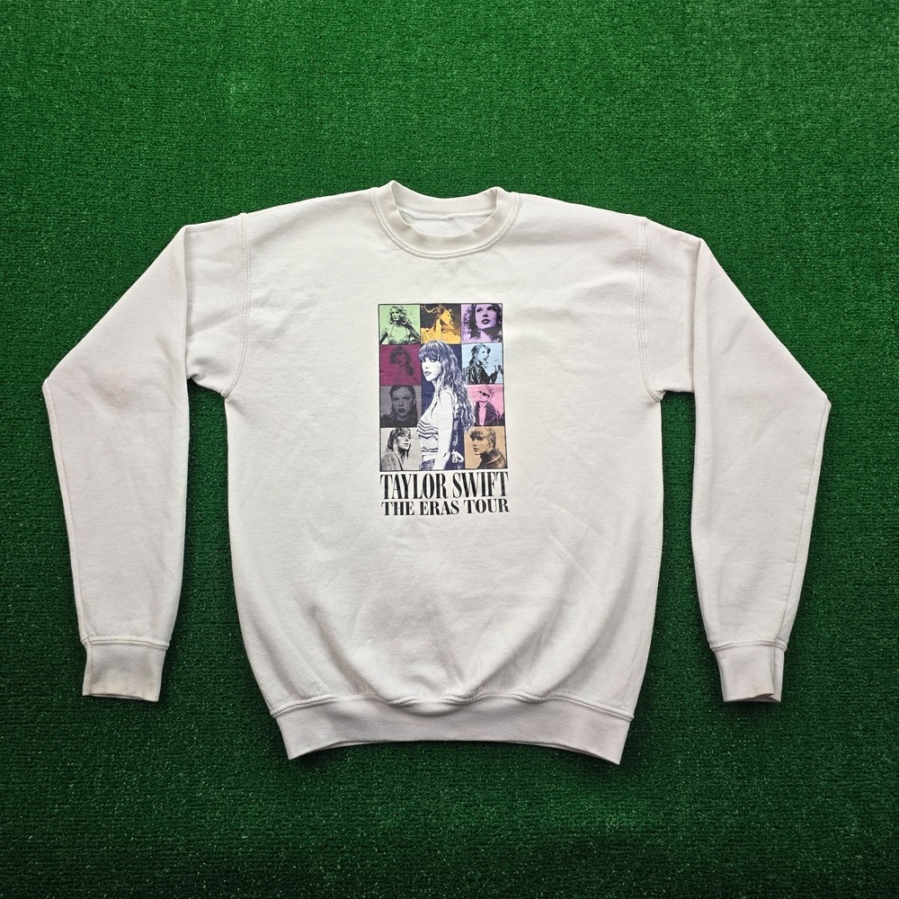 Taylor Swift The Eras Tour Crewneck Sweatshirt Womens Small White Pullover